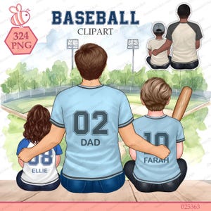 Baseball Dad Clipart, Vatertag Clipart, Softball Clipart, Sport Clipart, Geschwister Clipart, Familie Clipart, Vater, Sohn, Tochter