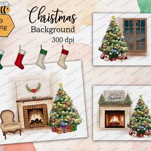Christmas Background clipart, Christmas Tree Clipart, Winter landscapes. Xmas clipart