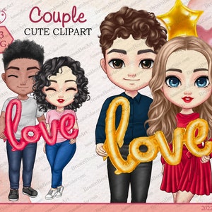 Love clipart, Couple  clipart, Anniversary Best friend, Valentine's day clipart, Chibi clipart, personalized png