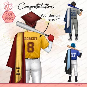 Clipart joueur de baseball, clipart remise des diplômes de baseball, garçon de l'obtention du diplôme, clipart équipe sportive, clipart vue arrière, remise des diplômes personnalisé