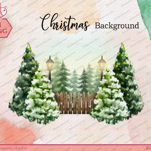 Christmas Tree Clipart, Christmas Background clipart,  Winter landscapes, Merry Christmas