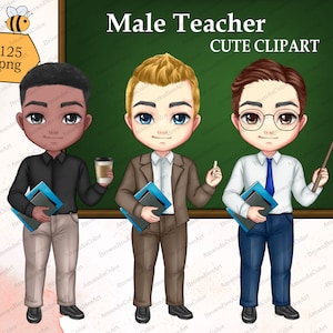 Male Teacher Clipart, Cute clipart, Back to School, School Clipart, Business Casual, Teacher's Day, Office Clipart