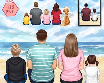 Family Portrait Clipart with Pets (Digital Download)