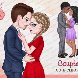 Cute Couple clipart, Valentine's Day clipart, Love Couple Clip Art, Girlfriend, Boyfriend, Wedding clipart, Personalized Couple clipart