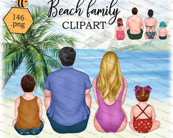 Family Beach Clipart: Custom Summer Vacation (Digital Download)