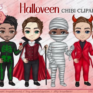 Personalizable Lovely Men Halloween Clipart, Halloween Clipart, Boy Clipart, Man clipart, Boyfriend clipart, Chibi clipart
