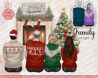 Christmas Family Clipart: Custom Portrait Graphics (Digital Download)