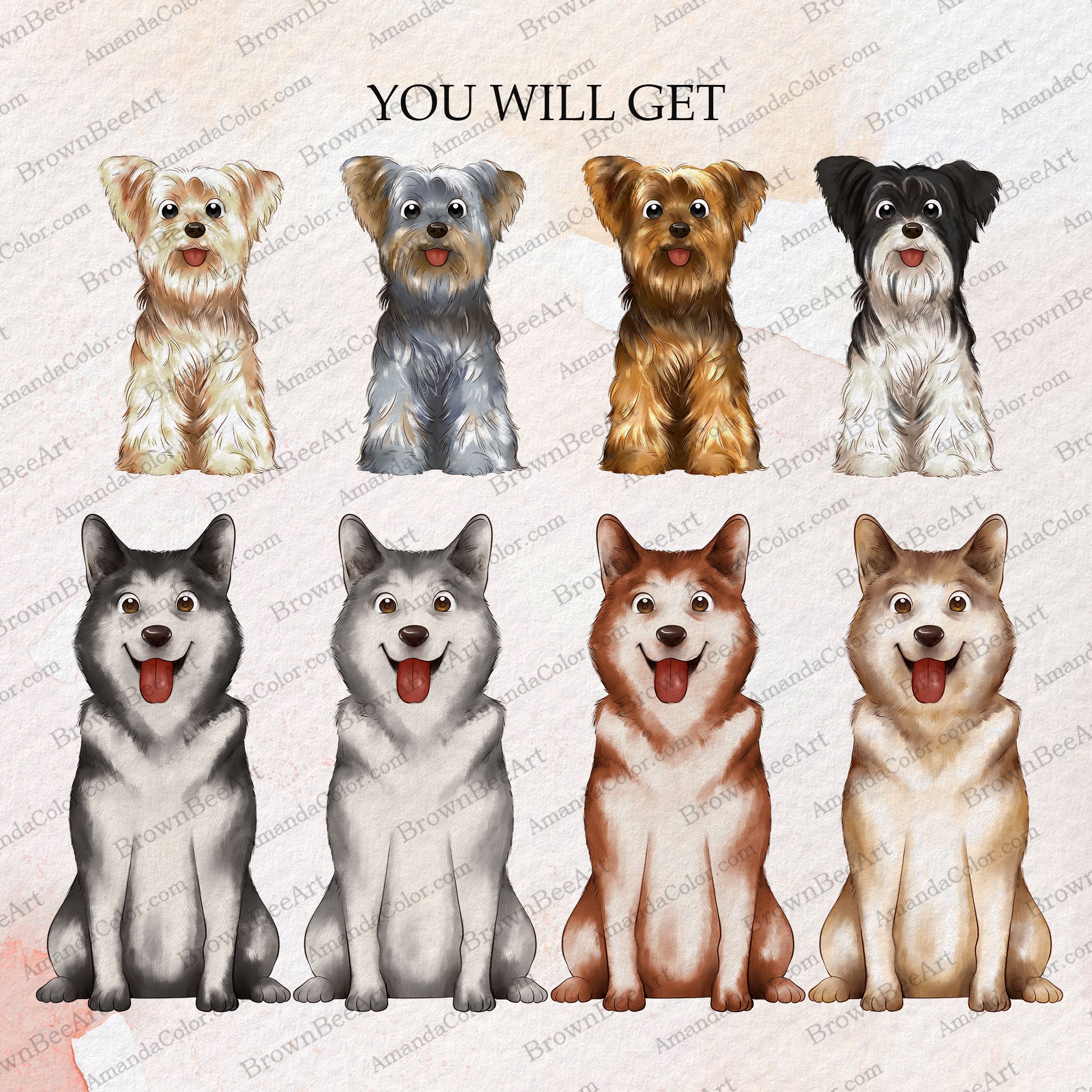 Buy Watercolor Dog Clipart Set: Malamute, Doberman, Yorkie (digital  Download) Online in India - Etsy, image size:2200x2200