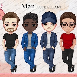Cute Men clipart, Denim clipart, Best friend clipart, brothers clipart