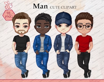 Cute Men clipart, Denim clipart, Best friend clipart, brothers clipart