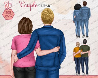 Personalized Couple Clipart: Denim Love PNG (208 Files)