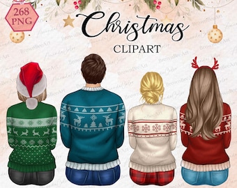 Christmas Friends Clipart: Family Xmas PNG (Digital Download)
