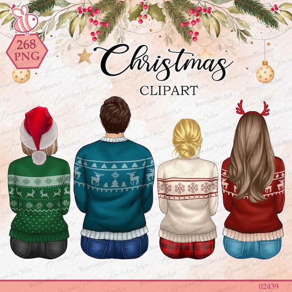 Christmas Friends Clipart: Family Xmas PNG (Digital Download)