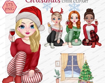 Christmas Girl Clipart, Xmas clipart, Sisters clipart, Bestie clipart, girl custom, best friends clipart, Christmas gift
