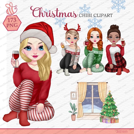 Christmas Girl Clipart, Xmas clipart, Sisters clipart, Bestie clipart, girl custom, best friends clipart, Christmas gift
