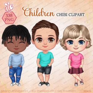 Cute clipart, Children clipart, Kids clipart, Grandkids clipart, Christmas clipart, Winter clipart, Chibi clipart
