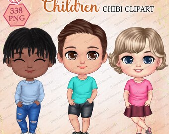 Cute clipart, Children clipart, Kids clipart, Grandkids clipart, Christmas clipart, Winter clipart, Chibi clipart