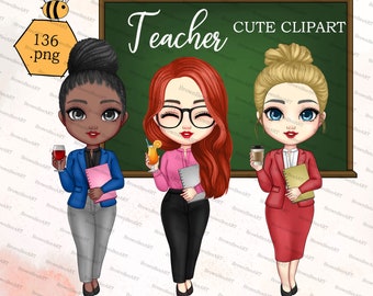 Teacher Clipart, Cute clipart, Back to School, School Clipart, Business Casual, Teacher's Day, Office Clipart