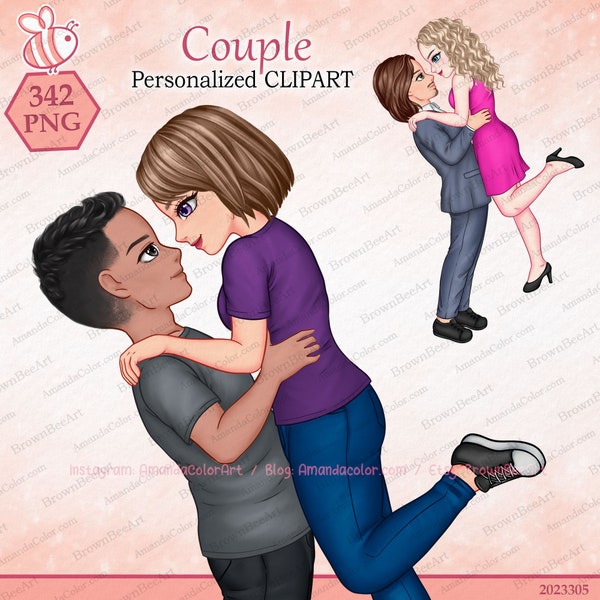 Personalized Couple Clipart, Couple png, Happy couple, Valentine's day clipart, Best friend clipart, Boyfriend clipart