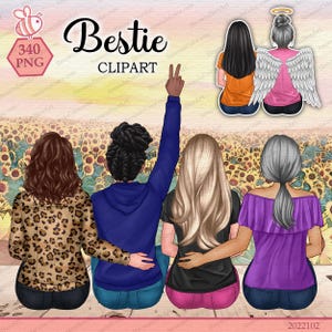 Bestie clipart, Best friends forever clipart, Soul sisters clipart, Personalized Illustration