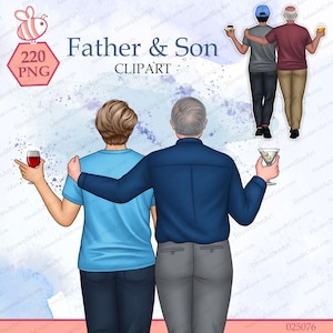 Father and son cocktail Clipart, Dad clipart, cocktail clipart, Son clipart, Custom Family, grandfather clipart, Fathers day clipart