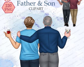 Father & Son Cocktail Clipart: Custom Family Art (PNG)