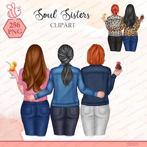 Soul Sisters Clipart, Best Friends, Mother Daughter (Digital Download)
