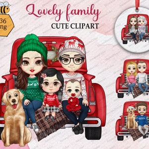 Cute clipart, Lovely family clipart, Christmas clipart, Couple clipart, Sweater clipart, Best friend clipart, Chibi clipart