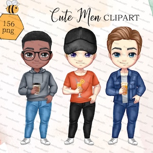 Cute Men clipart, Best friend clipart, brothers clipart, Custom clipart, cocktail clipart