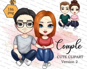 Couple Clipart, Friends Illustration (Digital Download, 186 PNG Files