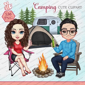 Camping clipart, Best friend clipart, Couple clipart, Outdoor clipart, Travel clipart, Customizable clipart, Valentine Day