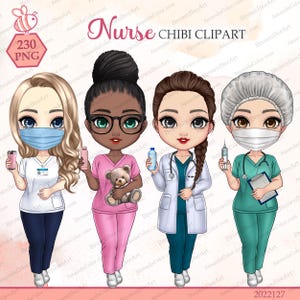 Nurse clipart, Medical doll clipart, chibi clipart, HealthCare Clipart,Nurse PNG, Hospital Planner, sisters clipart, friend clipart
