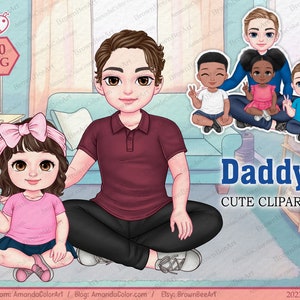 Daddy clipart, Father clipart, Father's day clipart, Dad png, Father and Children, Father and Daughter, Father and Son, Personalized clipart