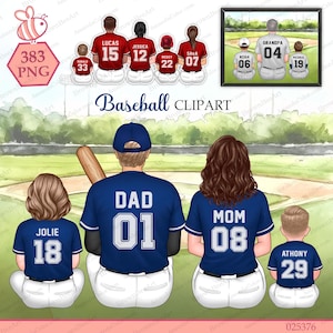Baseball Family clipart, Softball Family, Sports Clipart, Father clipart, Mother clipart, Father&#39;s day Gifts, Personalized Gift for Family