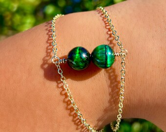 Double Chain Crystal/Gemstone Bar Bracelet (56 crystal options)