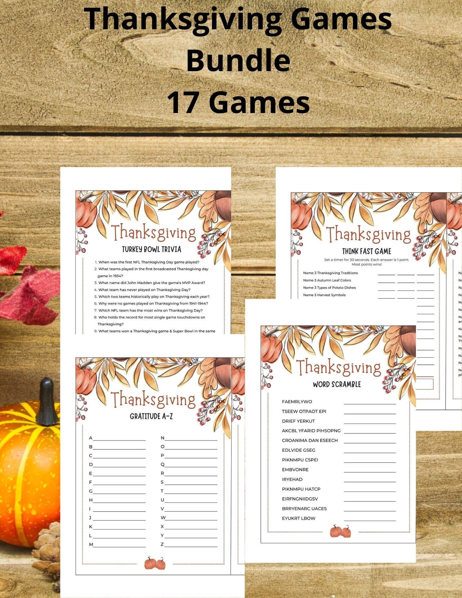 Thanksgiving Game Bundle Printable, Thanksgiving Games , Thanksgiving