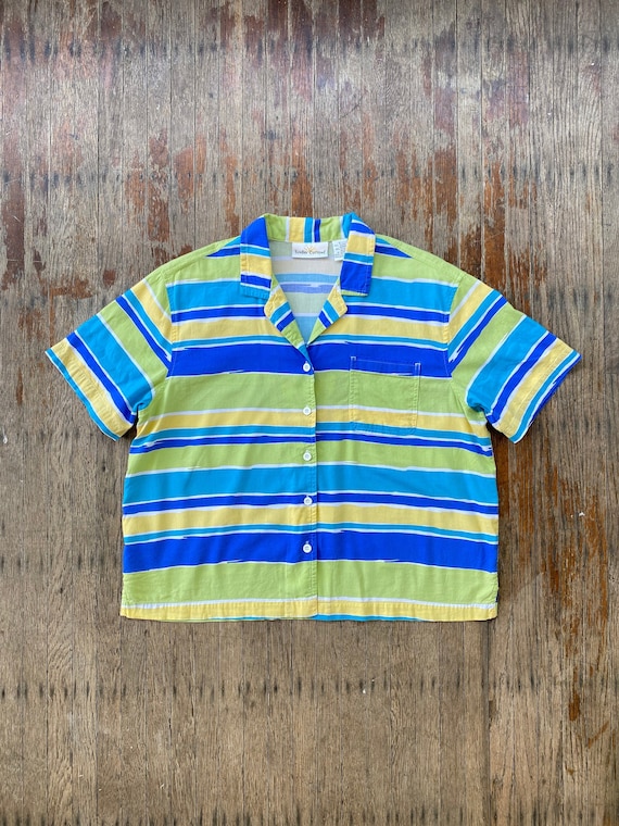 LARGE - 90s SunBay Cottons Stripe Short Sleeve But