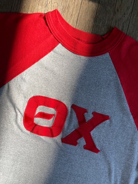 LARGE - 70s Theta Chi Fraternity 3/4 Sleeve Ragla… - image 4