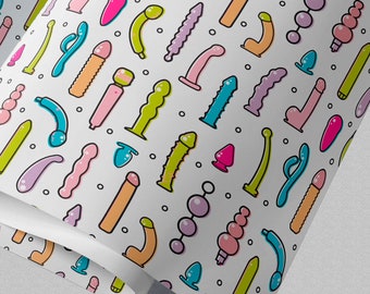 Rollo de papel de regalo divertido para bromas / Despedida de soltera / Regalo de broma para fiesta de cumpleaños / Envoltorio de regalo para juguetes para adultos / Regalo para novio