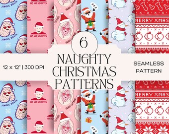 Funny Naughty Christmas   Patterns Digital Paper Adult Digital Backgrounds   Texture Scrapbooking Funny Xmas Printables
