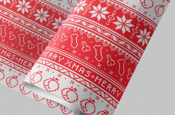 Funny Christmas Gift Wrapping Paper Roll | Adult Holiday Gift Wrap | Ugly Christmas Sweater | Funny Merry Xmas Gift | Funny Gift for Him