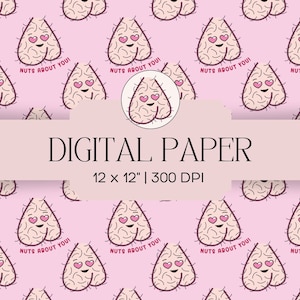 Nuts About You patroon digitaal papier | Grappig cadeau patroon voor verjaardag Valentijnsdag partij kaart textuur grappige achtergronden