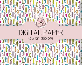 Funny Inappropriate Adult Toy   Pattern Digital Paper Background Pattern for Valentines Party Card   Texture Adult Backgrounds