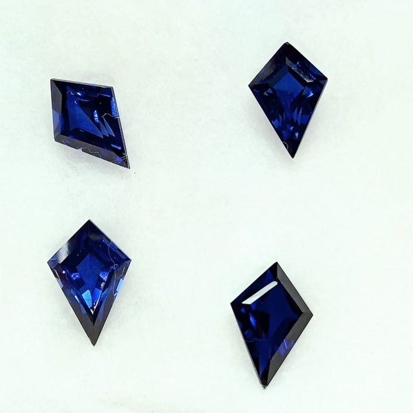 Fancy kite shape Synthetic Blue Sapphire Corundum Lab Made Faceted Sapphire 3x6mm to 14x20mm, Loose Gemstone! for making juwellery