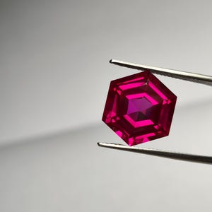 Lab Created Ruby Stone: Faceted Hexagon ( 4x4mm to 12x12mm)
