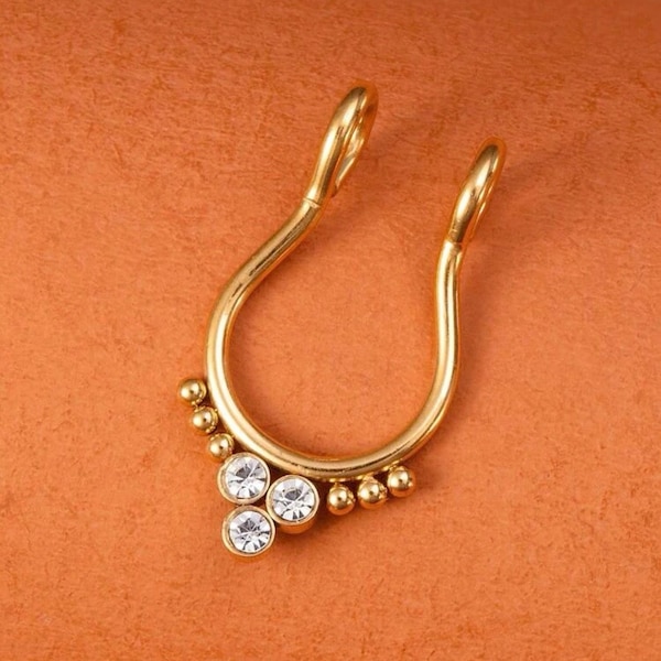 Fake Septum Ring| Clip On Septum Ring | Gold Or Silver