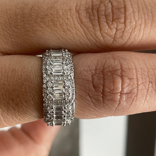 CZ Eternity Band | CZ stone Rings | Diamond Ring | Cubic Zirconia Statement Ring | Silver Stackable Band | Gifts for Her | Micro Pave