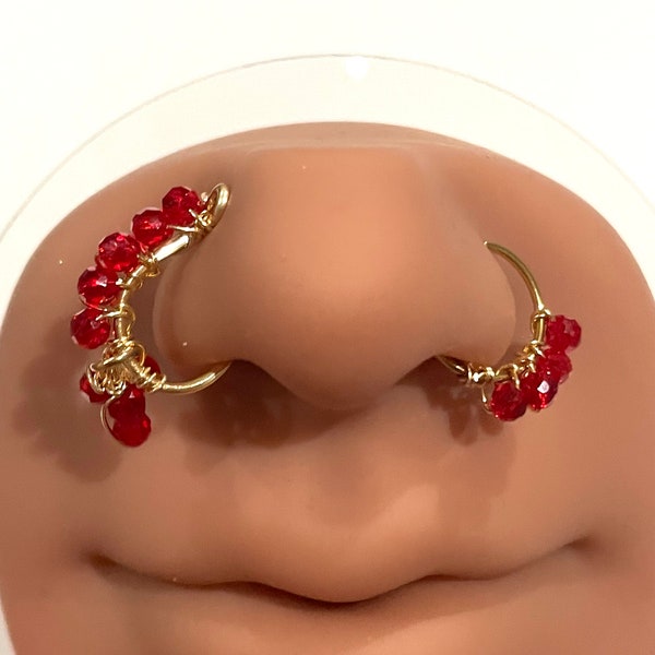 Nose Ring & Nose Cuff Set / Dangle Nose Jewelry / piercing, and no piercing jewelry