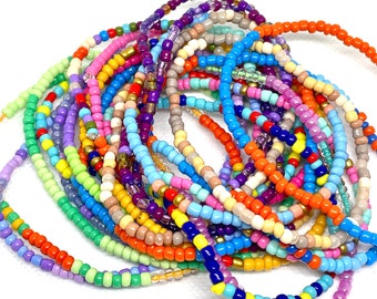 Ensemble de 2 bracelets de cheville extensibles, bracelets de cheville d'été élastiques extensibles colorés, perles de rocaille de grands bracelets extensibles, petits bracelets de cheville empilables