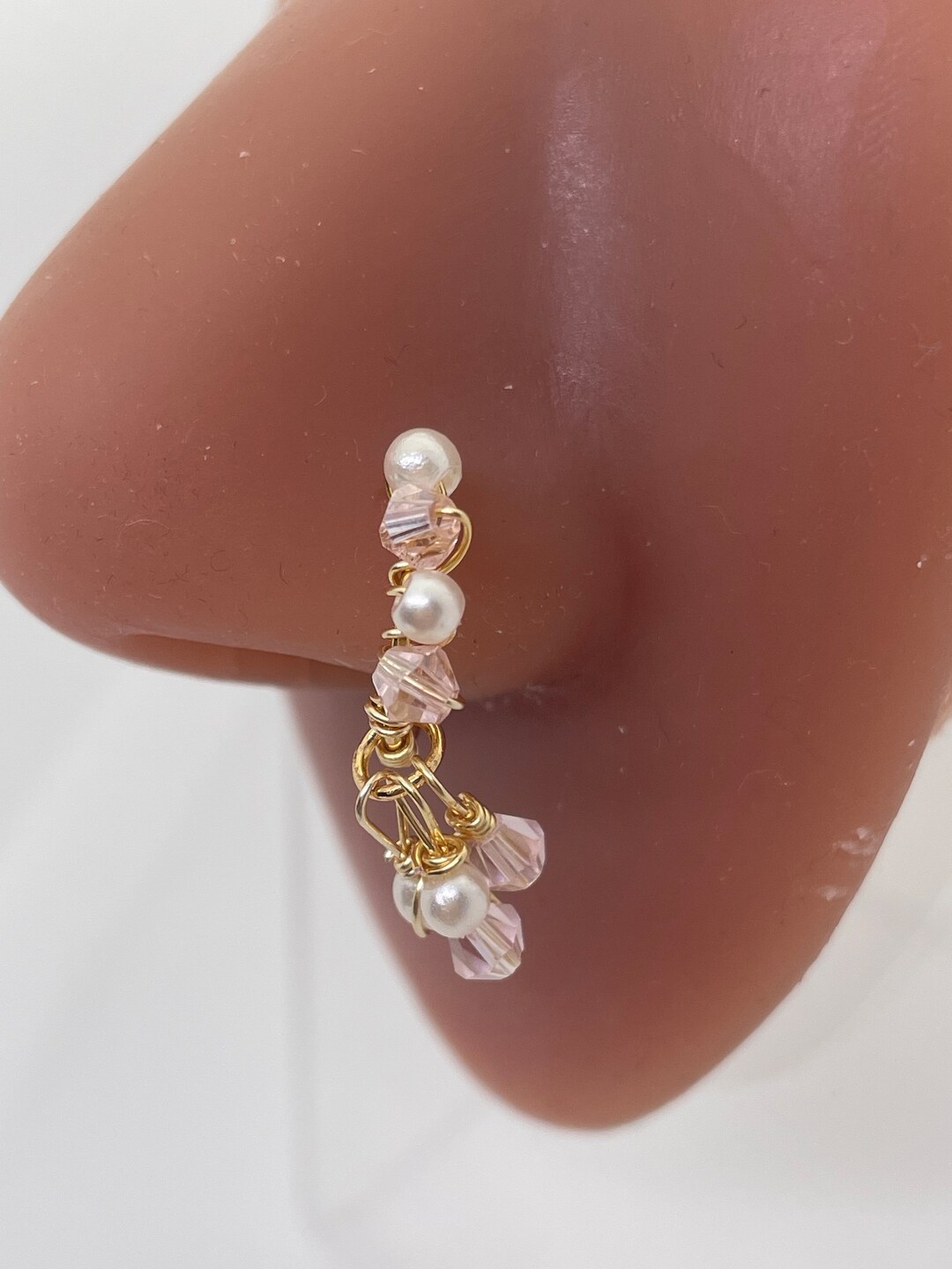 Hoop Nose Ring W/ Beads Gold Nose Hoop Piercing Required Nose Jewelry